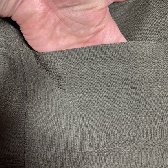 EILEEN FISHER Jacket Large Collarless Rayon Silk Blend Textured Brown Hook Eye - Picture 6 of 11